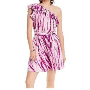 BLOOMINGDALES LINI ‘Remi’ Ruffled Tie Dye Mini Dress in Lavender & White